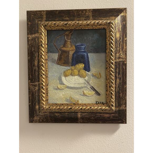 Oil Painting Still Life With Lemons Artist Ritz 14 X 13 Small - Picture 2 of 8